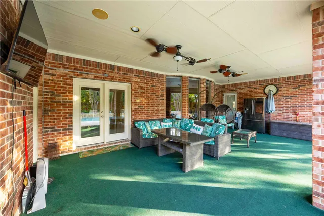 a living room with a garden