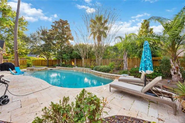 a view of a backyard with palm trees