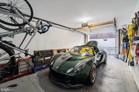 a car parked in a garage