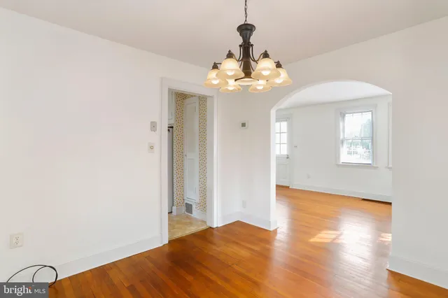 a view of a chandelier in a room