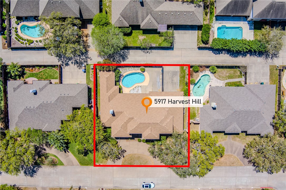 5917 Harvest Hill Road Corpus Christi, TX 78414 - Photo 38 of 40 an aerial view of house with swimming pool and outdoor seating
