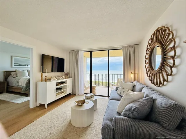 a view of a balcony with an outdoor space