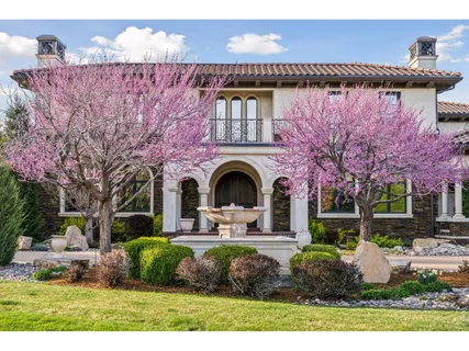 a front view of a house with garden