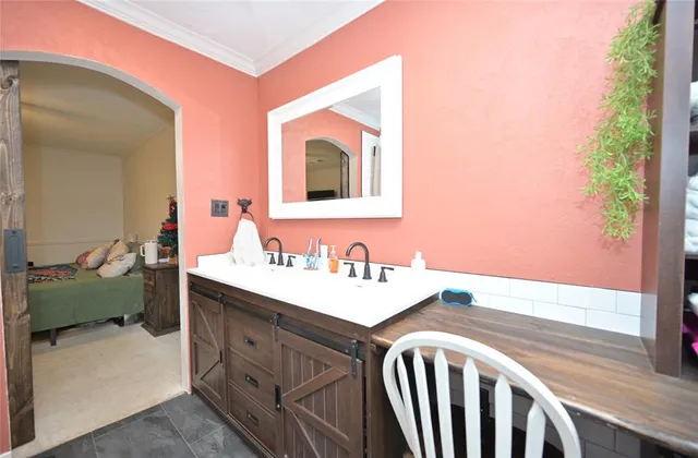 a bathroom with a bathtub