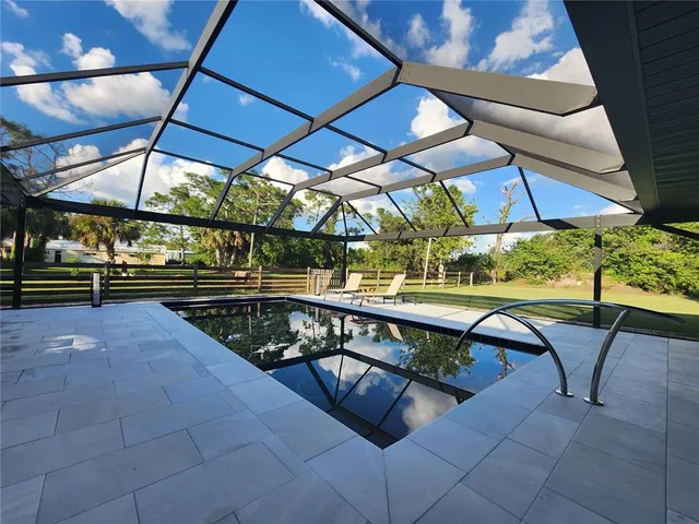 a view of under an umbrella with a patio