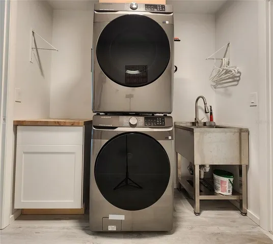 a utility room with a washer and dryer