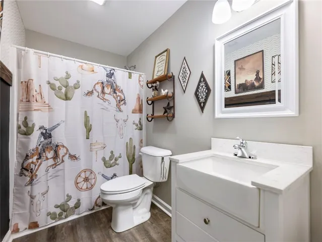 a bathroom with a toilet a sink and a mirror