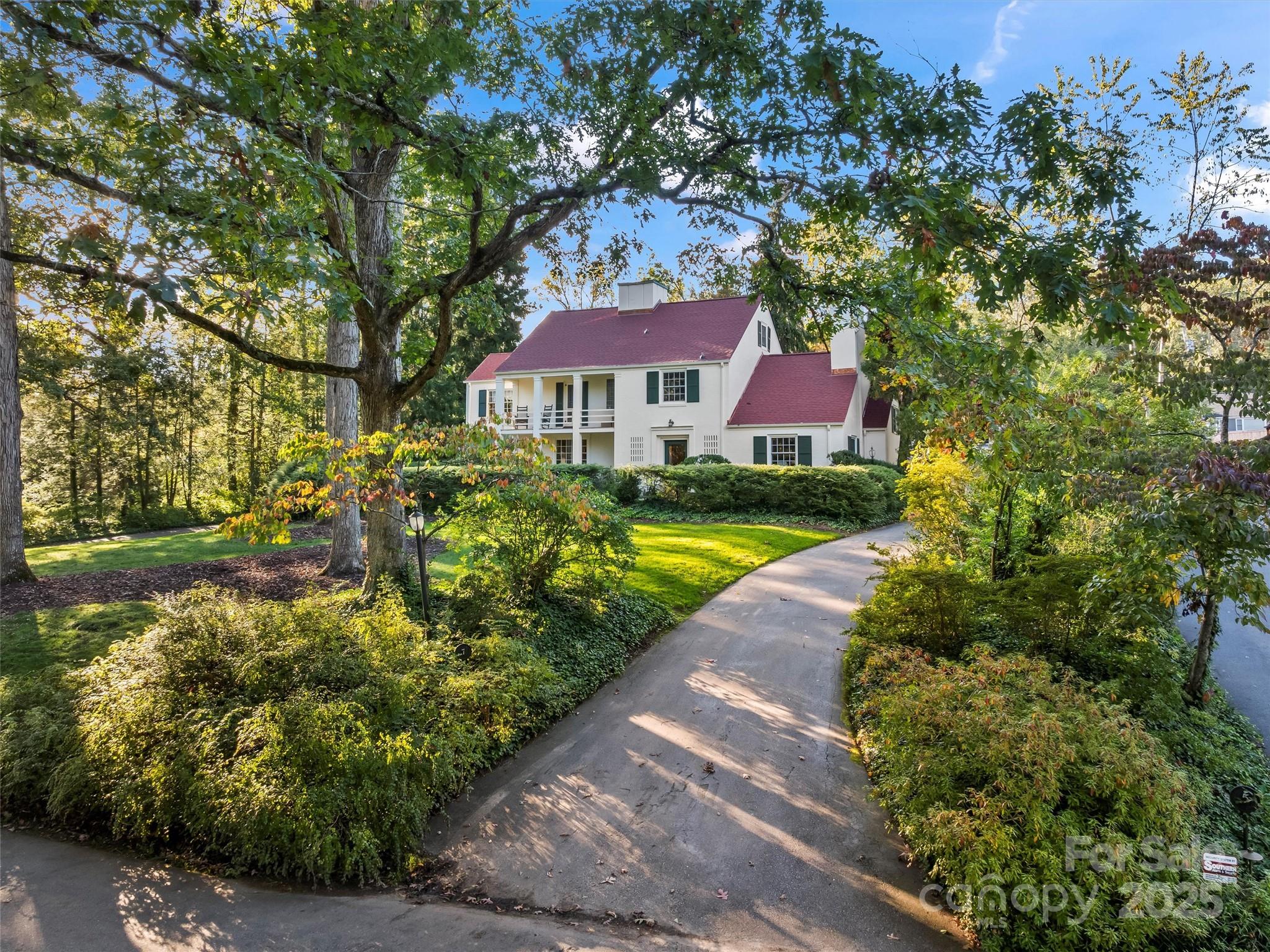 7 Park Road Asheville, NC 28803 - Photo 2 of 48 a view of a yard with plants and large trees