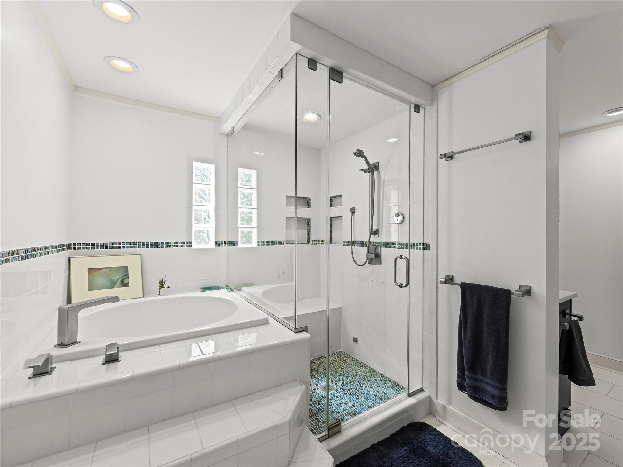 7 Park Road Asheville, NC 28803 - Photo 28 of 48 a bathroom with a tub and a shower