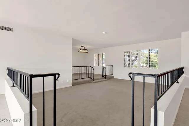 a living room with a fireplace