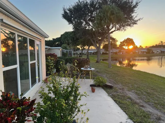 a view of a lake from a yard