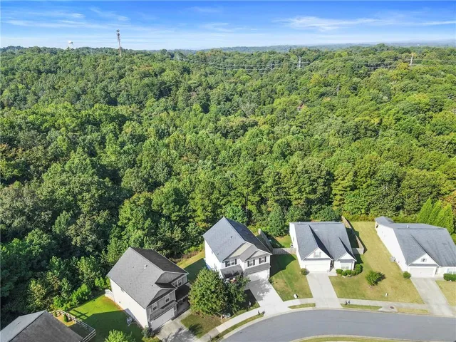 an aerial view of a house