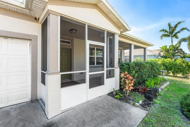 a porch with seating space