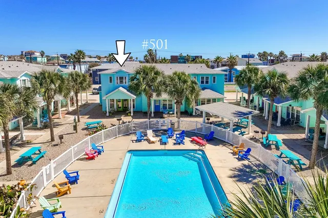 an outdoor space with furniture