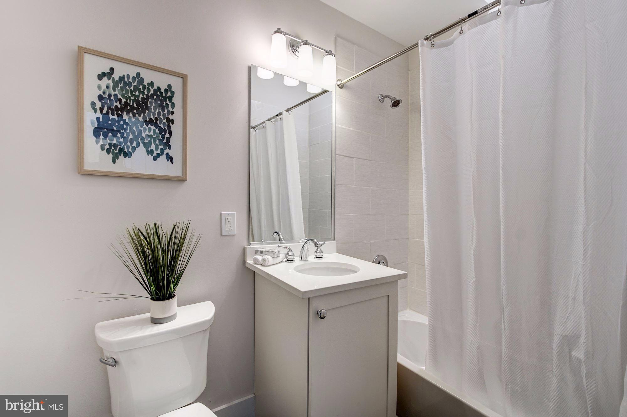 1352 Quincy Street Northwest, Unit 1 Washington, DC 20011 - Photo 19 of 26 a bathroom with a sink a toilet and a mirror