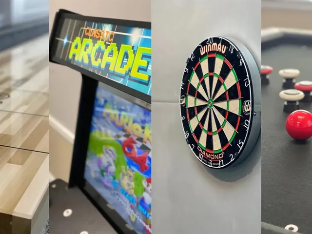 a view of a swimming pool with outdoor seating