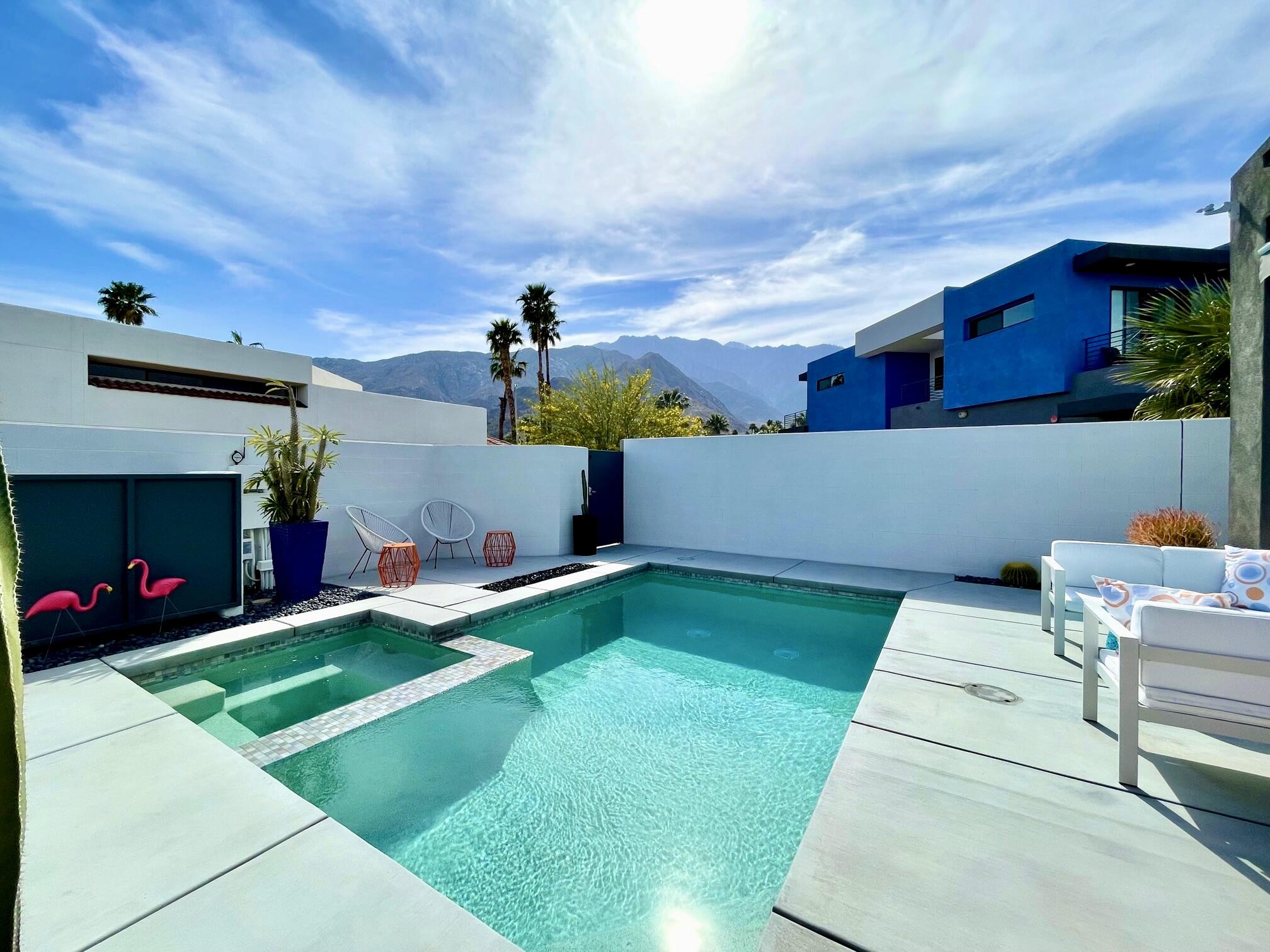 489 Beacon Way Palm Springs, CA 92262 - Photo 4 of 35 a view of yard with seating area and furniture