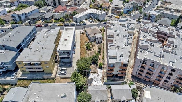an aerial view of a building