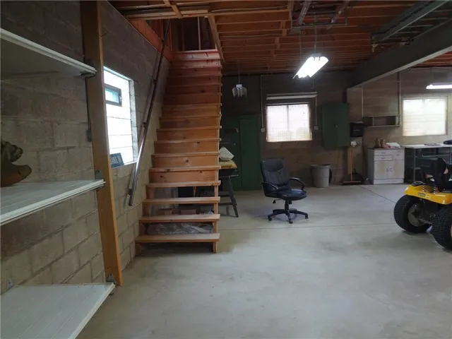 an empty room with closet area