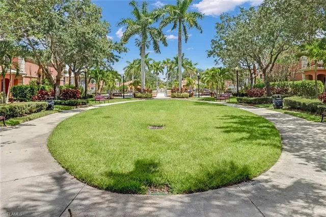 a view of a backyard with palm trees