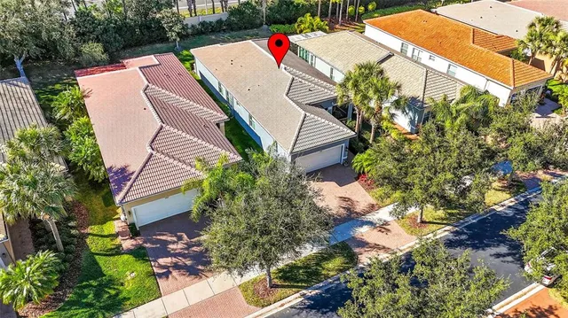an aerial view of a house