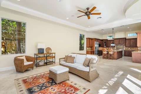 a view of a hallway with windows