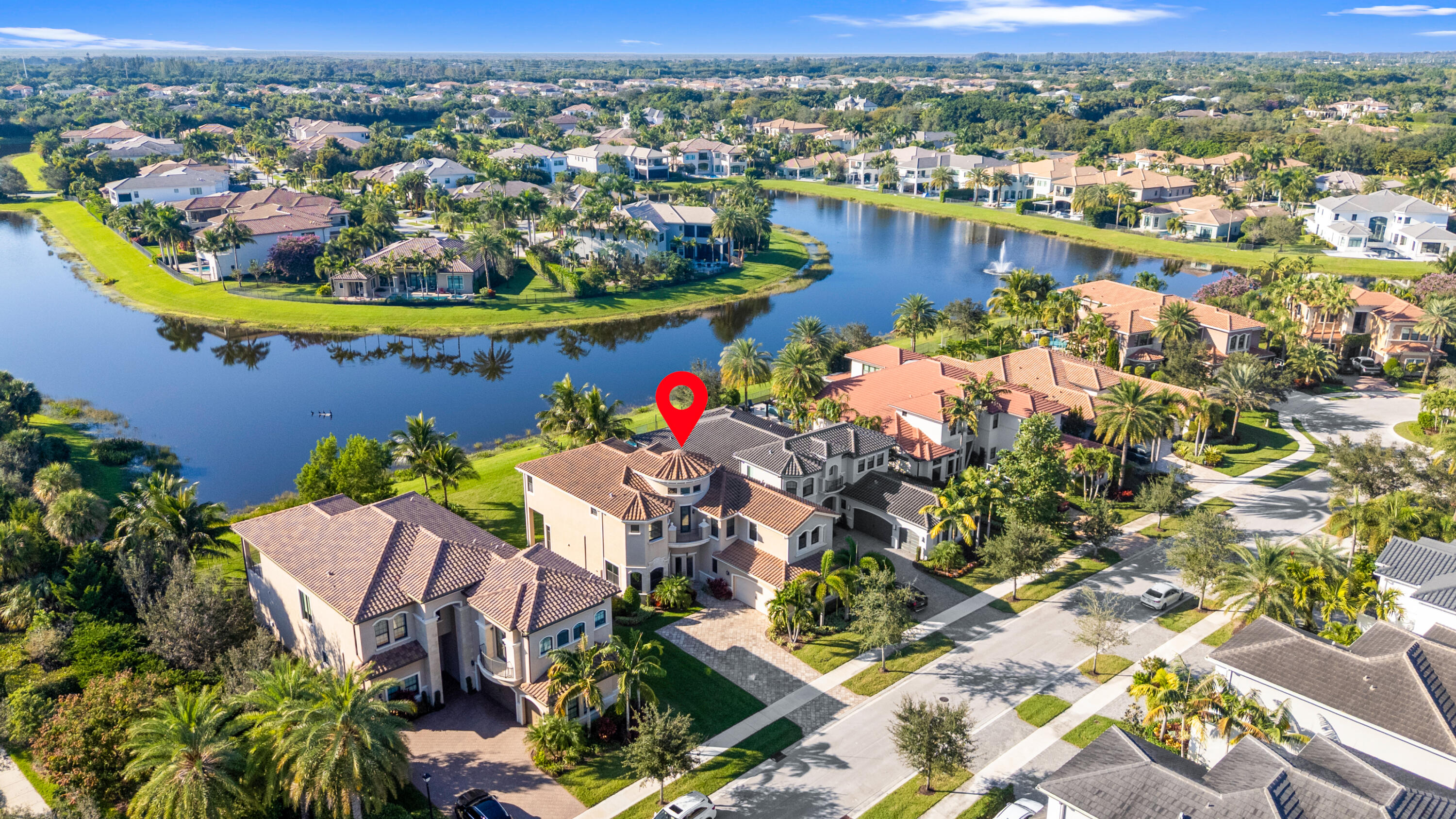 16743 Picardy Way Delray Beach, FL 33446 - Photo 64 of 79 an aerial view of a house with a swimming pool lake view and mountain view