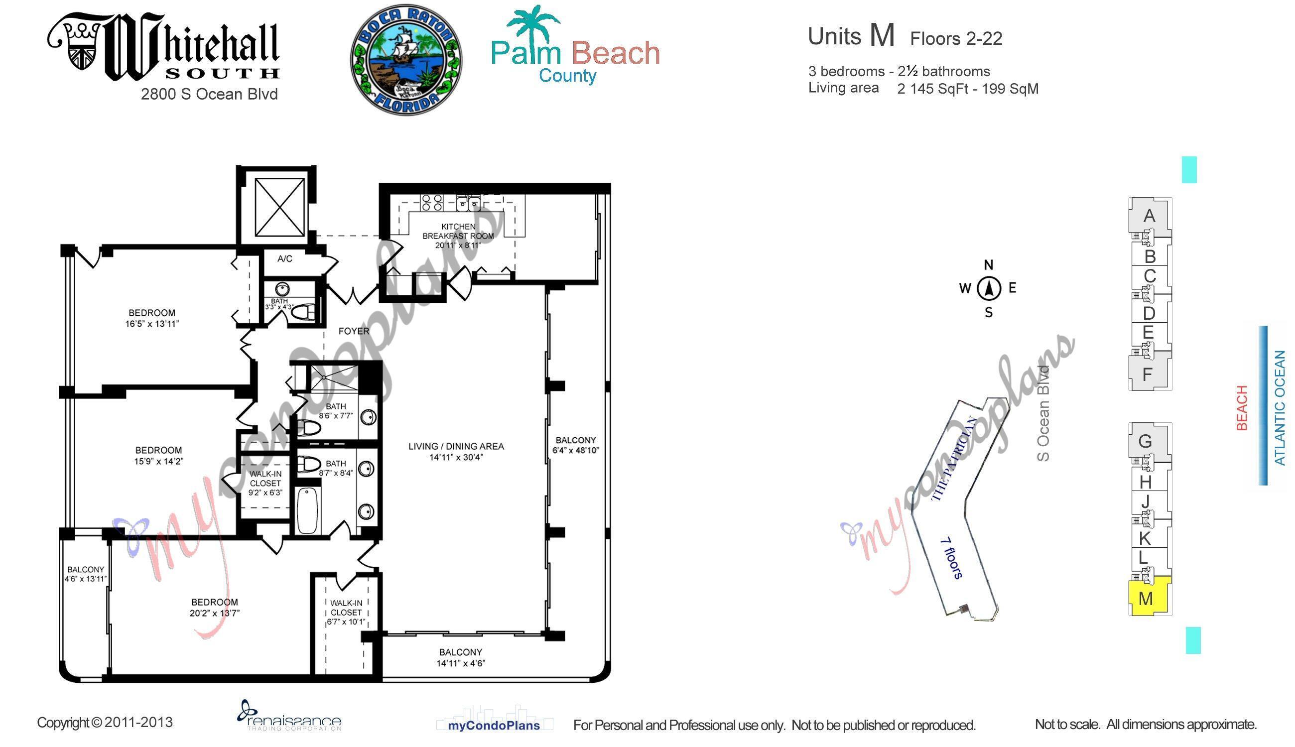 2800 South Ocean Boulevard, Unit 4M Boca Raton, FL 33432 - Photo 52 of 52 Floor Plan Ocean Towers 4M jpeg
