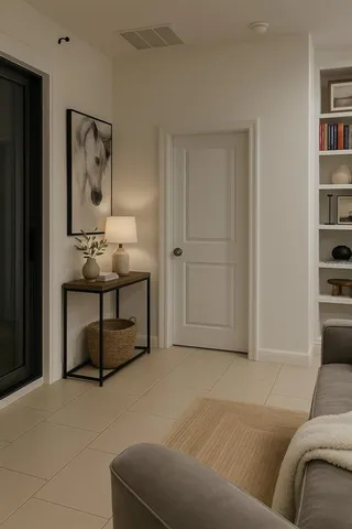 a living room with furniture