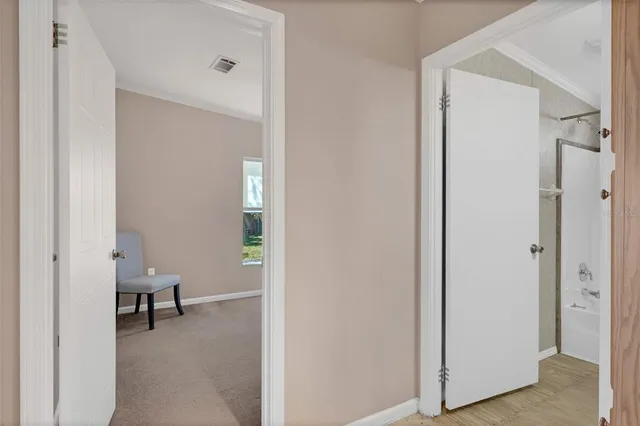 a view of a room with table and chair