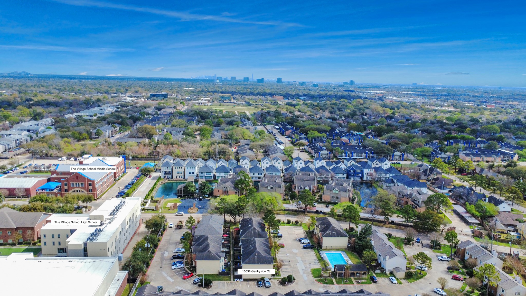 13038 Gentryside Court Houston, TX 77077 - Photo 19 of 20 Overhead view showcasing the home and its convenient location near a neighboring private school