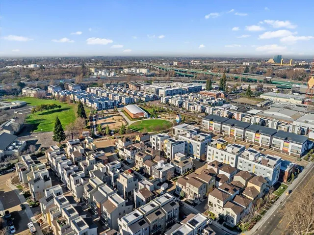 an aerial view of a city