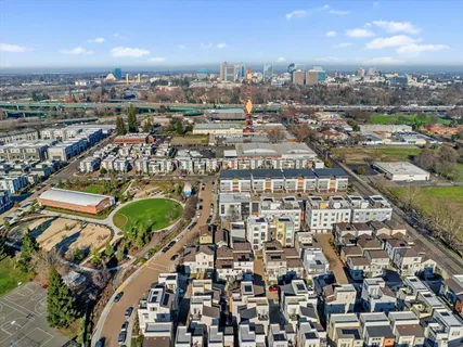 an aerial view of a city