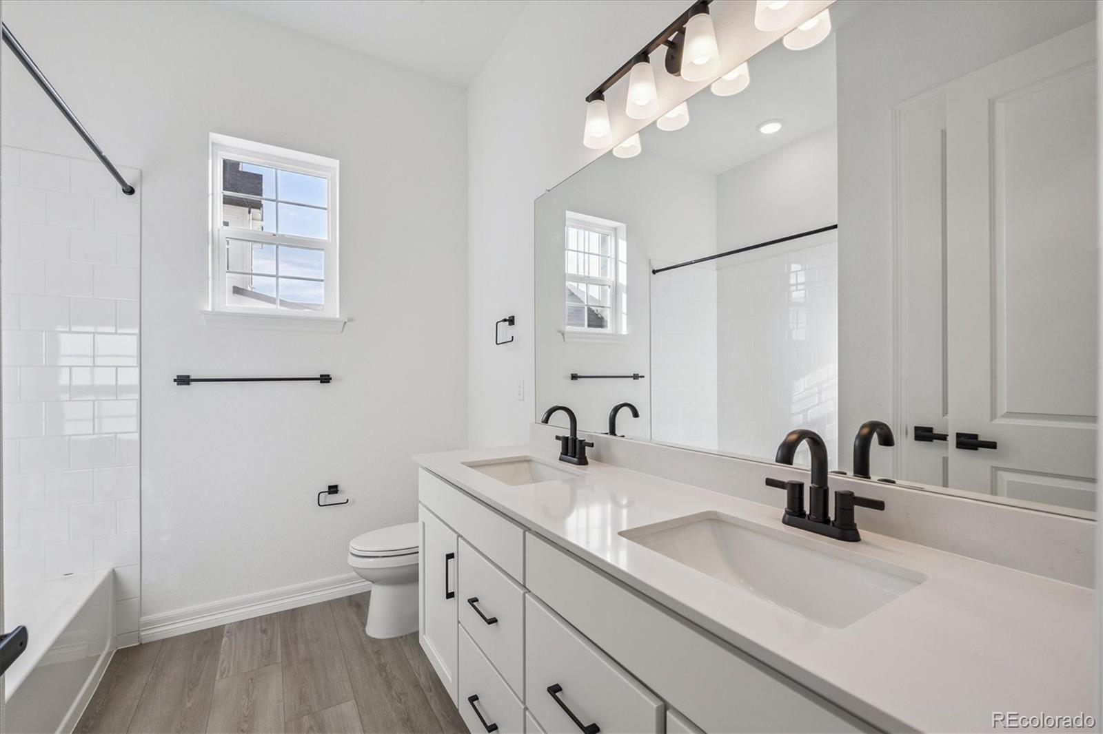 1180 Weller Street Timnath, CO 80547 - Photo 2 of 26 a bathroom with a double vanity sink mirror and toilet