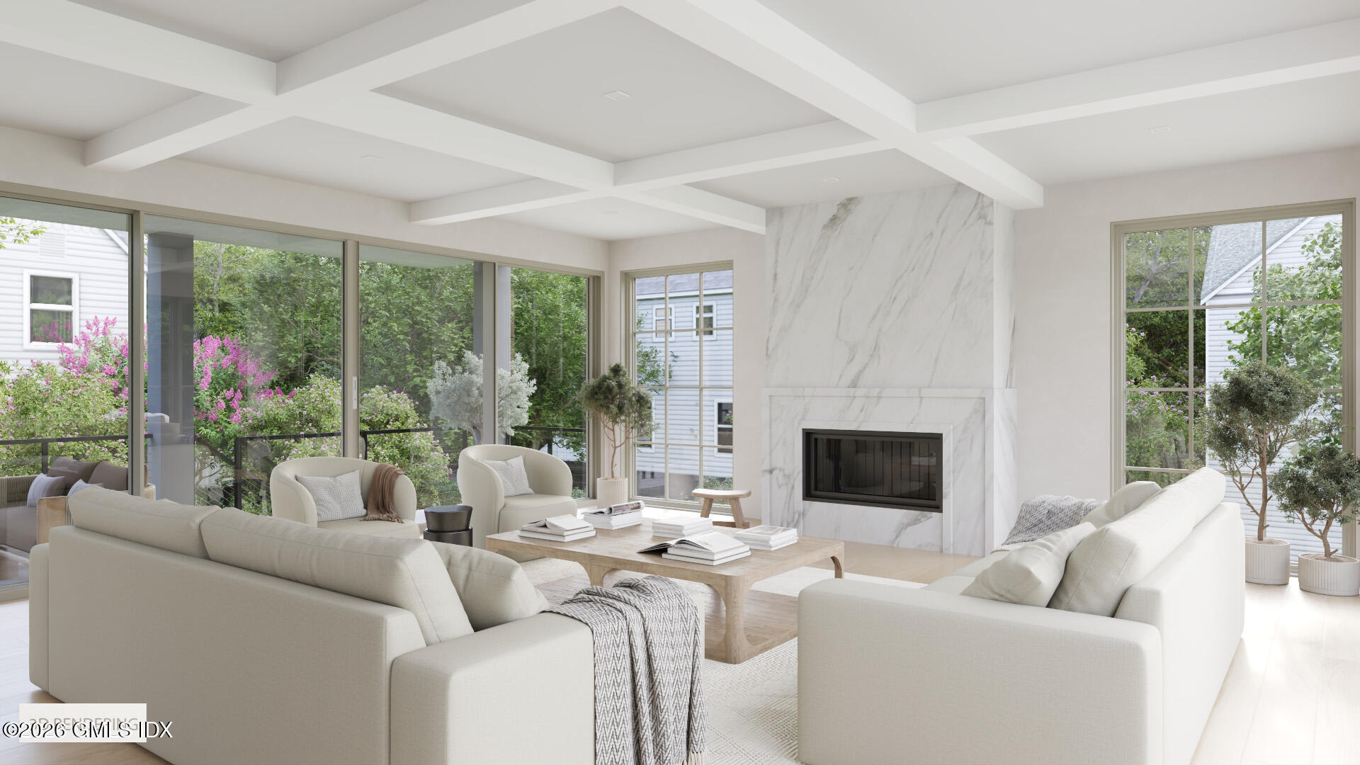 30 Meadowbank Road Old Greenwich, CT 06870 - Photo 3 of 28 a living room with furniture a large window and a flat screen tv
