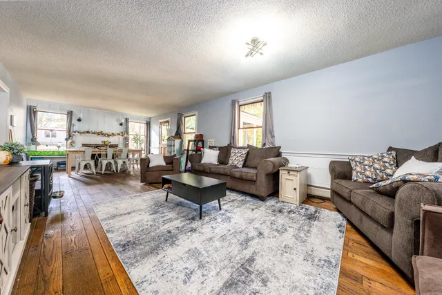 a living room with furniture and a rug