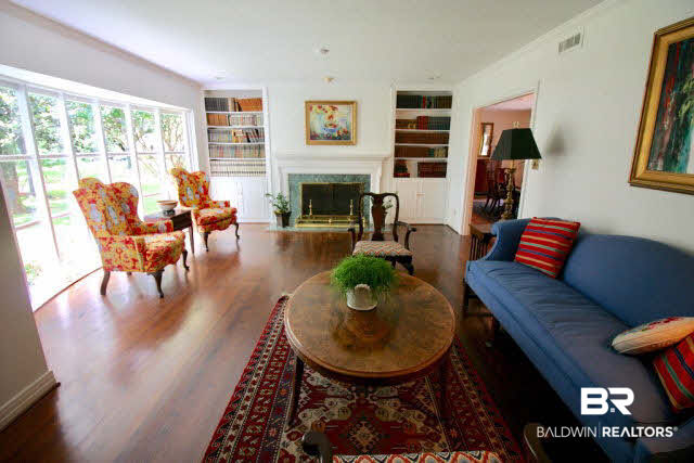 4214 Rochester Road Mobile, AL 36608 - Photo 2 of 21 Living room with large bay windows and double fireplace