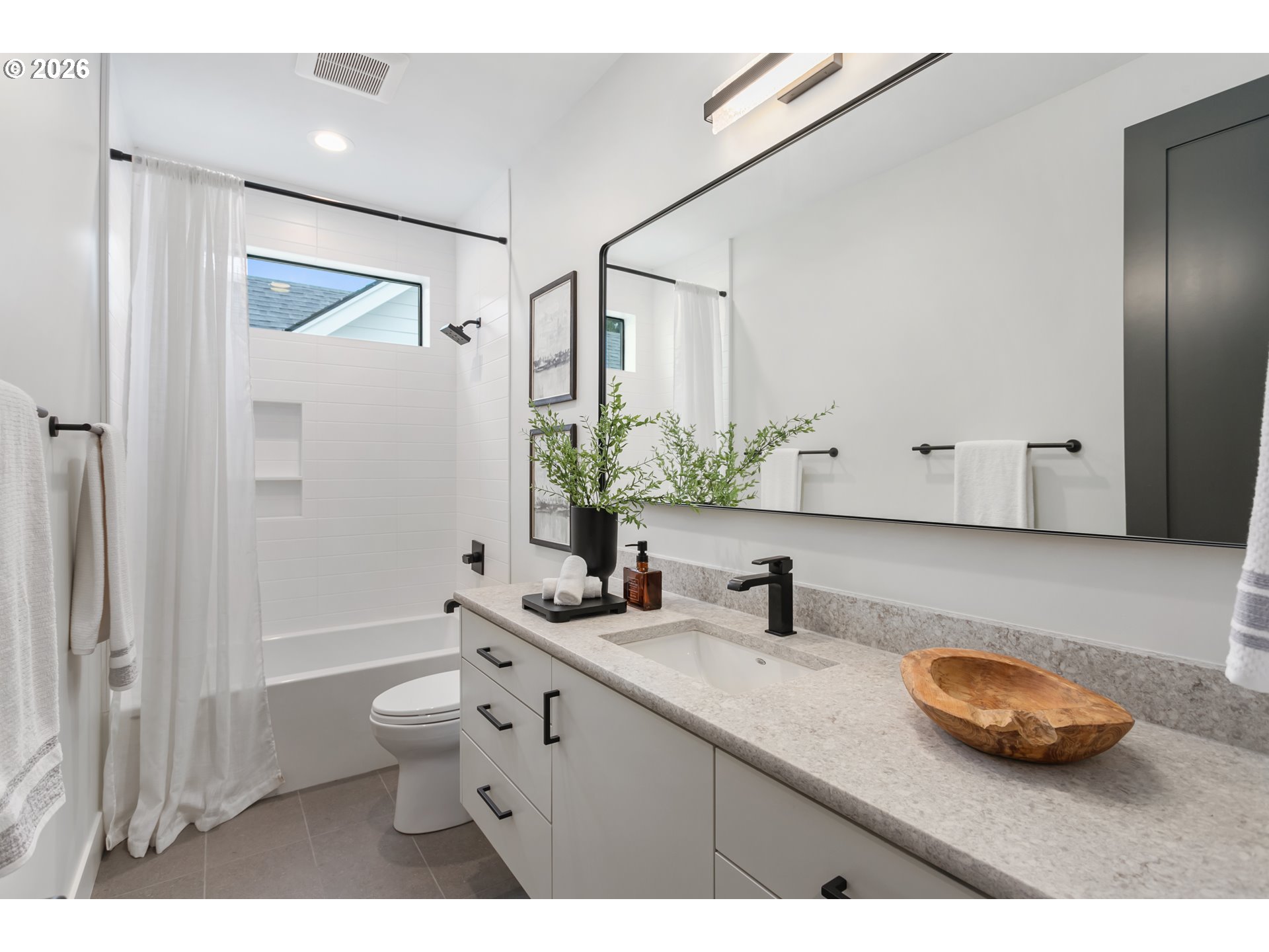 4977 Summit Street West Linn, OR 97068 - Photo 30 of 43 a bathroom with a granite countertop sink and a mirror