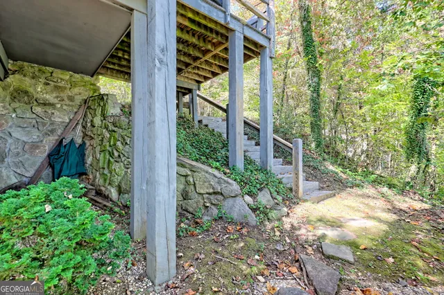 a view of a lake with a mountain in the background
