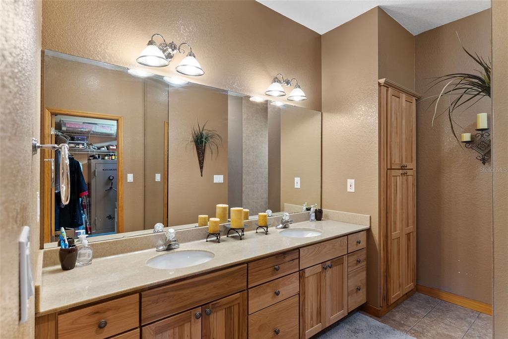 12136 McIntosh Road Thonotosassa, FL 33592 - Photo 18 of 44 a bathroom with a double vanity sink and a mirror