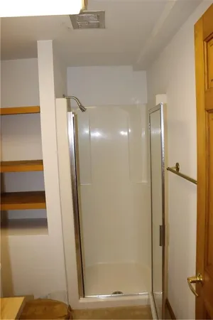 a bathroom with a mirror