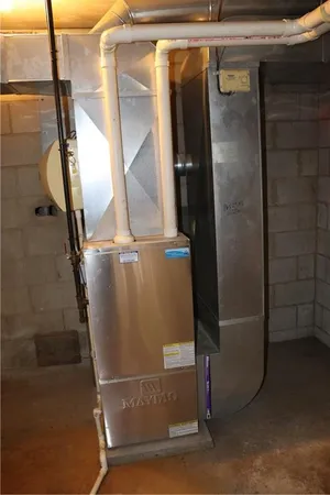 an empty room with wooden door