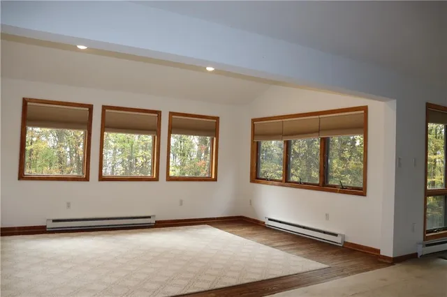 an empty room with windows