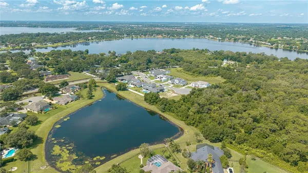 an aerial view of a house
