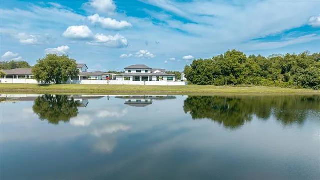 an aerial view of a highlighted house