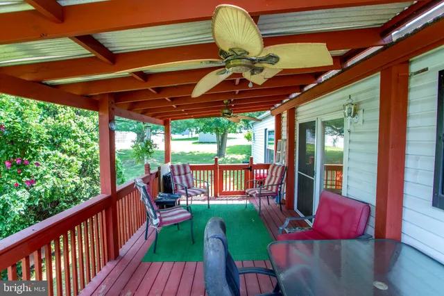 a view of porch with seating space