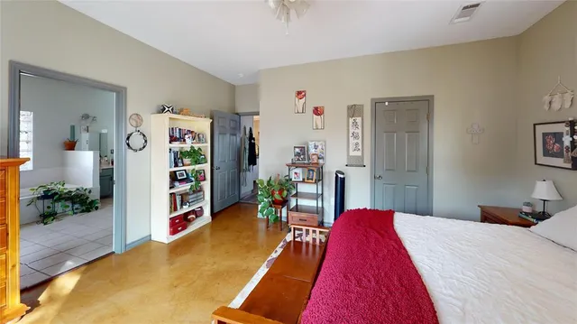 a view of a hallway with front door