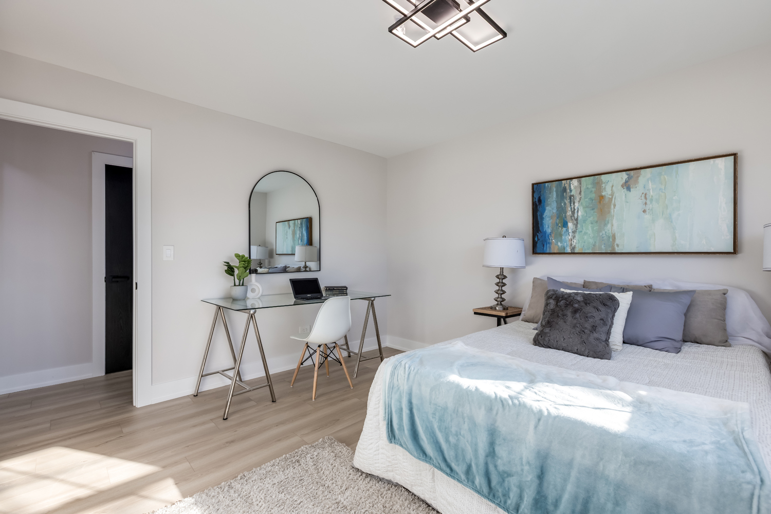 7114 Olde Gatehouse Road Tinley Park, IL 60477 - Photo 15 of 21 a bedroom with a bed lamps and a mirror