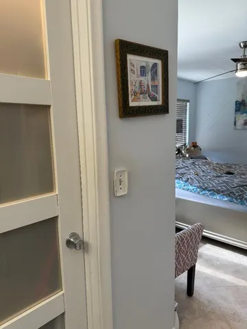 a hallway with a elevator