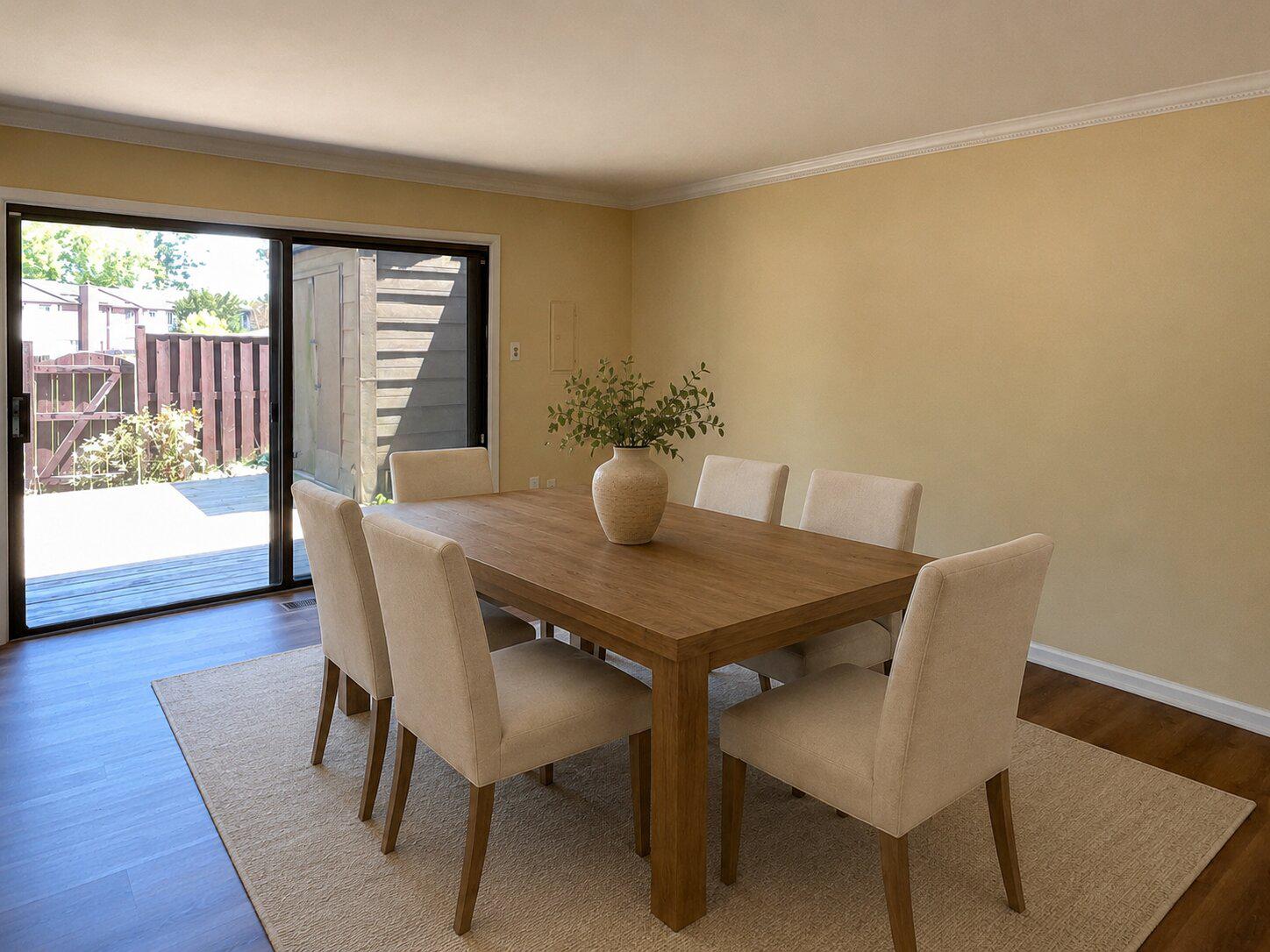9040 Centerway Road Gaithersburg, MD 20879 - Photo 15 of 45 Virtually Staged dining space with outdoor view.